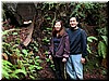 Greg & Jenny discover a colorful mushroom to the left.