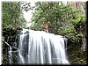 Berry Creek Fall - another hiker posing for a picture on top of the fall.