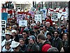 The people of the march.  'Pray for Peace', 'Declar War A Crime'