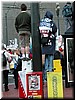 The back of the jacket says 'Stop US Terrorism.  No War in Iraq'