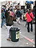 Large buckets held donations for the organization of the march and rally.
