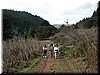 Tracy, Katie, and Mei hiking up the trail.
