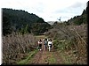 Tracy, Katie, and Mei hiking up the trail.